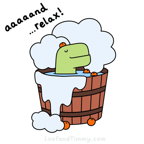 Green Dinosaur Bath Time Relax GIF