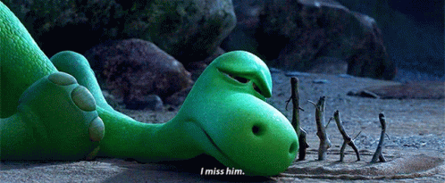 Green Dinosaur Lying I Miss Him GIF