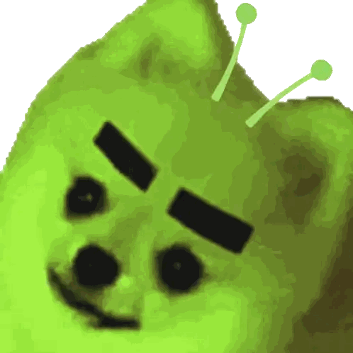 Green Dog with Antennas Looks Like Shrek