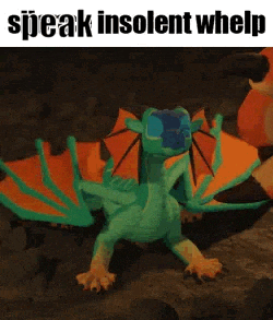 Green Dragon Sitting on Rock Speak Insolent Whelp