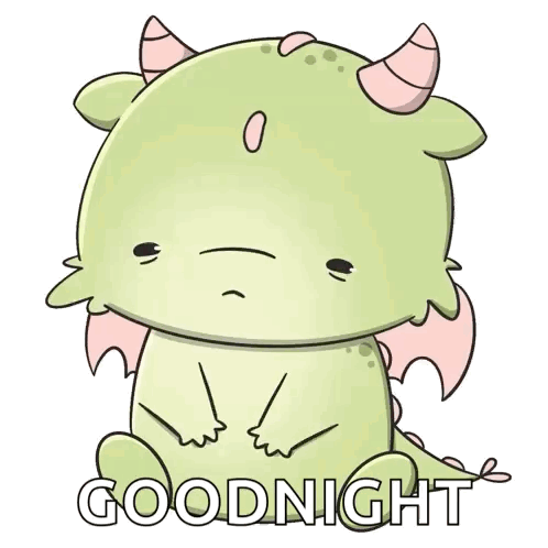 Green Dragon With Horns Saying Goodnight