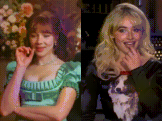 Green Dress Woman And Black Sweater Woman GIF