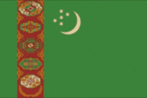 Green Flag With Crescent Moon and Five Stars