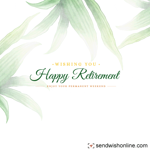 Green Floral Happy Retirement Greeting GIF