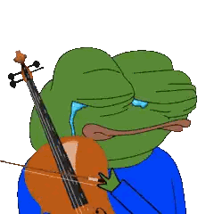 Green Frog Holding Violin and Crying