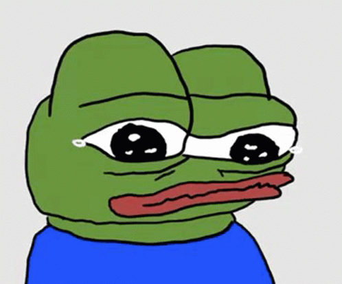 Green Frog in Blue Shirt Sad Face