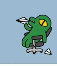 Green Frog in Office Chair