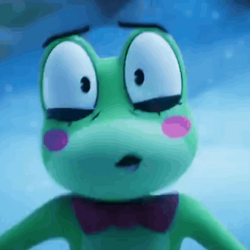 Green Frog In Pink Bow Tie Surprised GIF