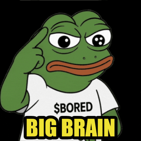 Green Frog In White Shirt Saying $ Bored Big Brain GIF