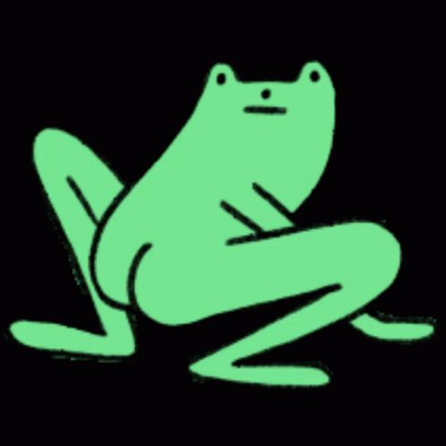 Green Frog Squatting With Legs Crossed