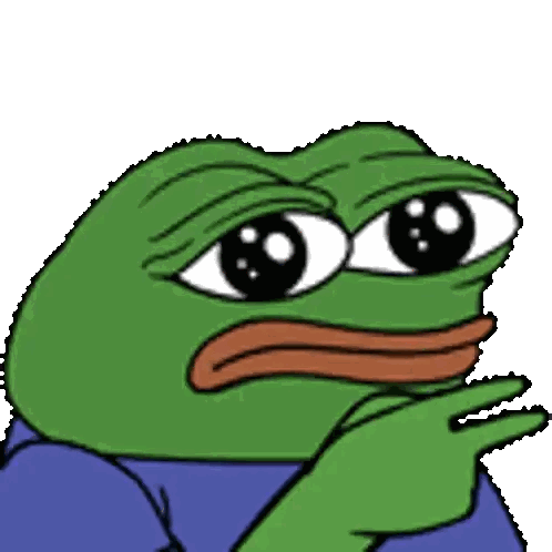 Green Frog Thinking in Blue Shirt