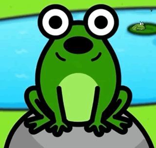 Green Frog Wearing Glasses Sitting on Rock
