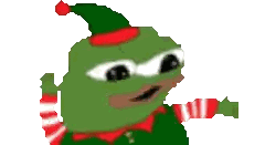 Green Frog With Red And White Striped Scarf And Hat