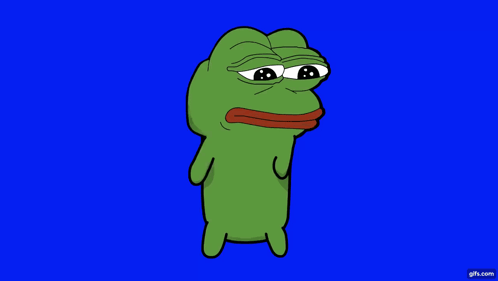 Green Frog With Red Mouth on Blue Screen