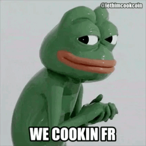 Green Frog With We Cookin Fr