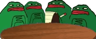 Green Frogs Sitting Around Table