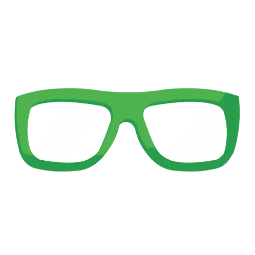 Green Glasses with White Frame