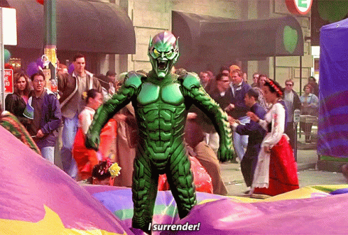 Green Goblin Spiderman Surrender GIF