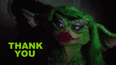 Green Gremlin Saying Thank You