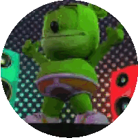 Green Gummy Bear Standing in Circle