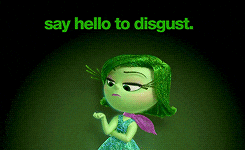 Green Hair Cartoon Character Say Hello to Disgust
