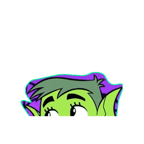 Green Hair Purple Shirt Character