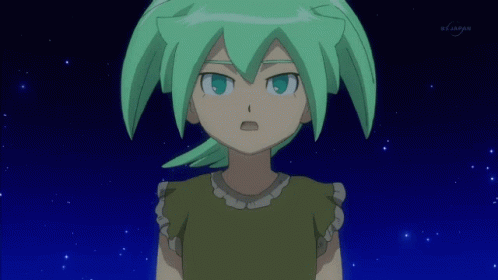 Green Haired Anime Character With BS Japan Logo GIF