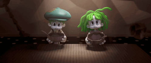 Green Haired Cartoon Characters Eating