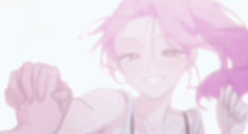 Green Haired Girl Smiling and Holding Hand