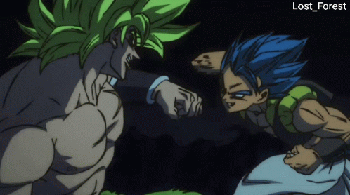 Green-Haired Man Fighting Blue-Haired Man Lost Forest GIF