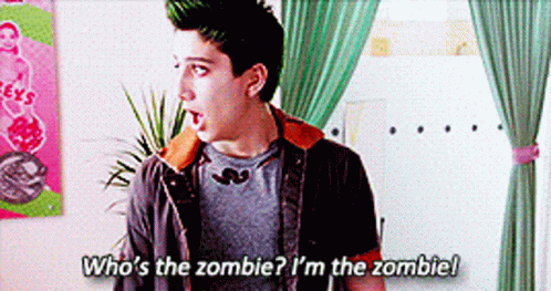 Green-Haired Mustache Boy Who's the Zombie I'm the Zombie