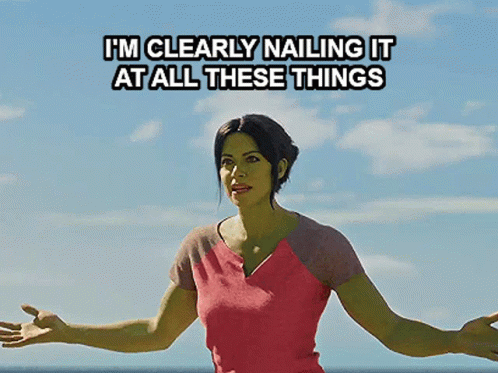 Green-Haired Woman Clearly Nailing It