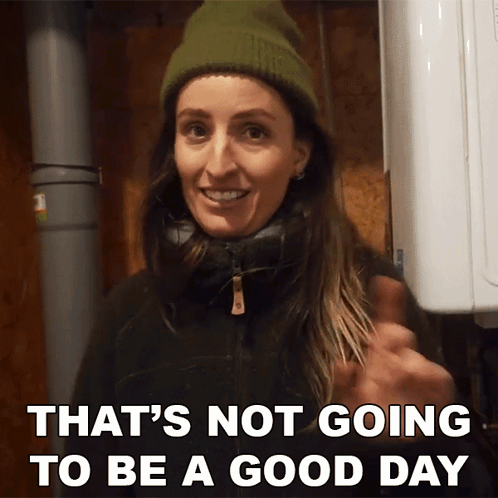 Green Hat Woman In Black Jacket Says Not Good Day GIF