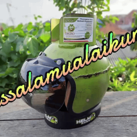 Green Helmet With LPG Cylinder GIF
