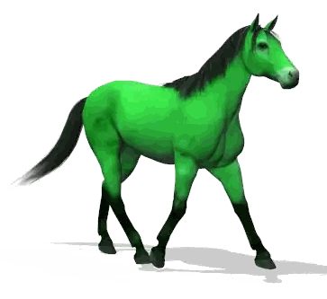Green Horse with Black Mane and Tail