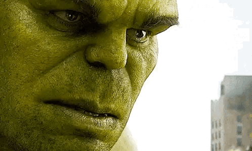 Green Hulk Close Up with Serious Expression