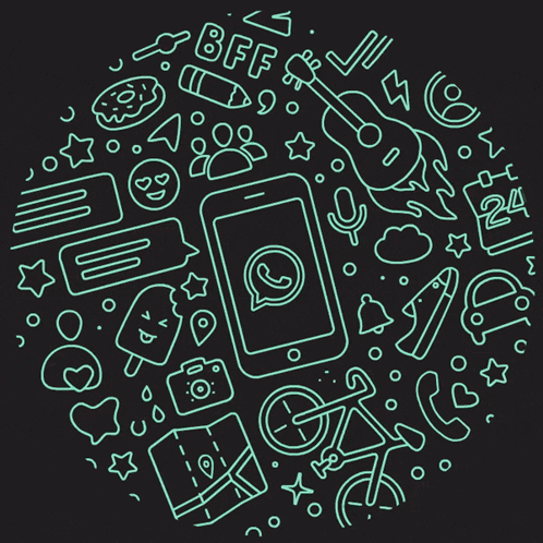 Green Icons Circle Phone Guitar BFF