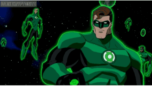 Green Lantern Surrounded by Other Green Lanterns Dark Kryptonite