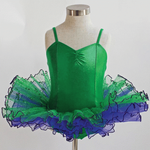 Green Leotard and Blue Tutu on Mannequin