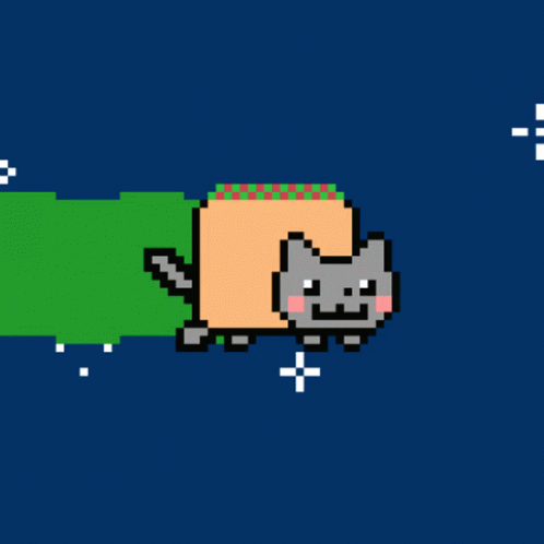 Green Light Running Poptart Cat GIF
