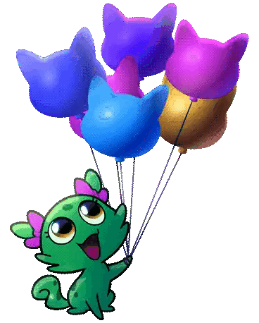 Green Lizard Holding Cat Balloons