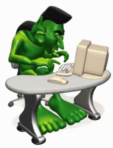 Green Man Focused Typing Meme GIF