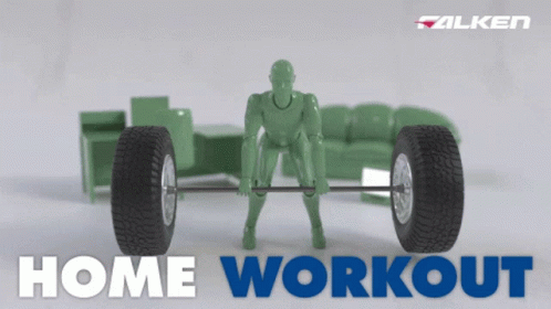Green Mannequin Lifting Barbell Home Workout GIF