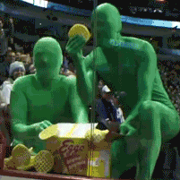Green Men With A Box Of Waffles GIF