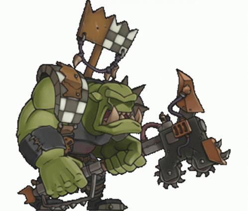 Green Monster Holding Chainsaw
