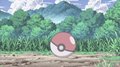Green Monster Pokemon Hitting Pokeball GIF