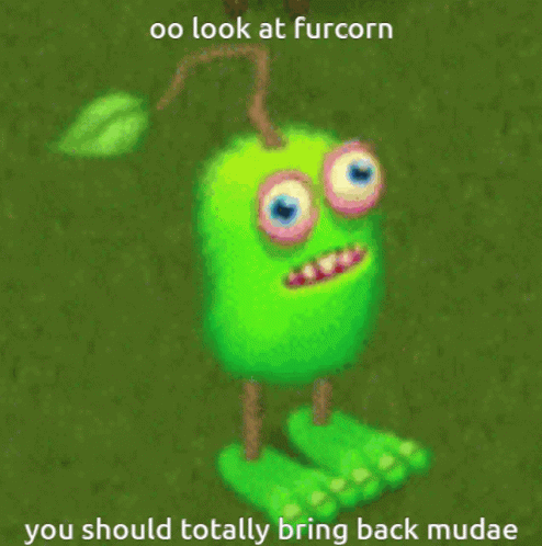 Green Monster With Leaf And Oo Look GIF