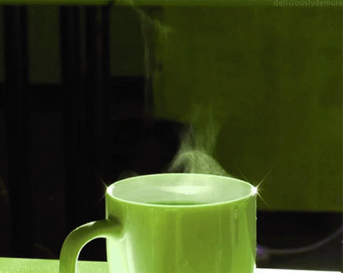 Green Mug With Steam Saying Deliciouslydemure