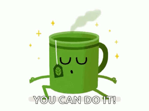 Green Mug With Tea Bag Saying You Can Do It