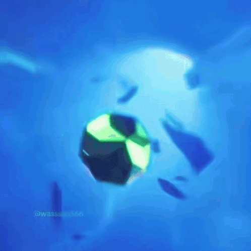 Green Object On Blue Background